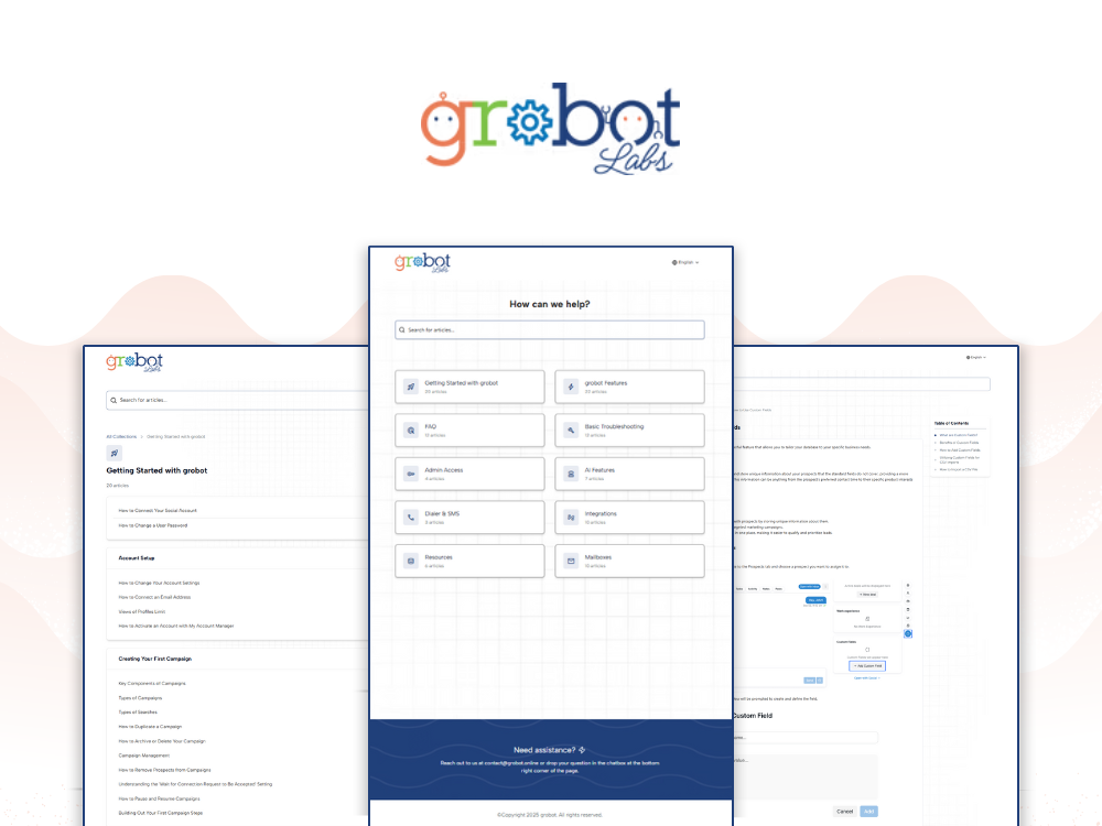 An image of the Grobot Help Center project.